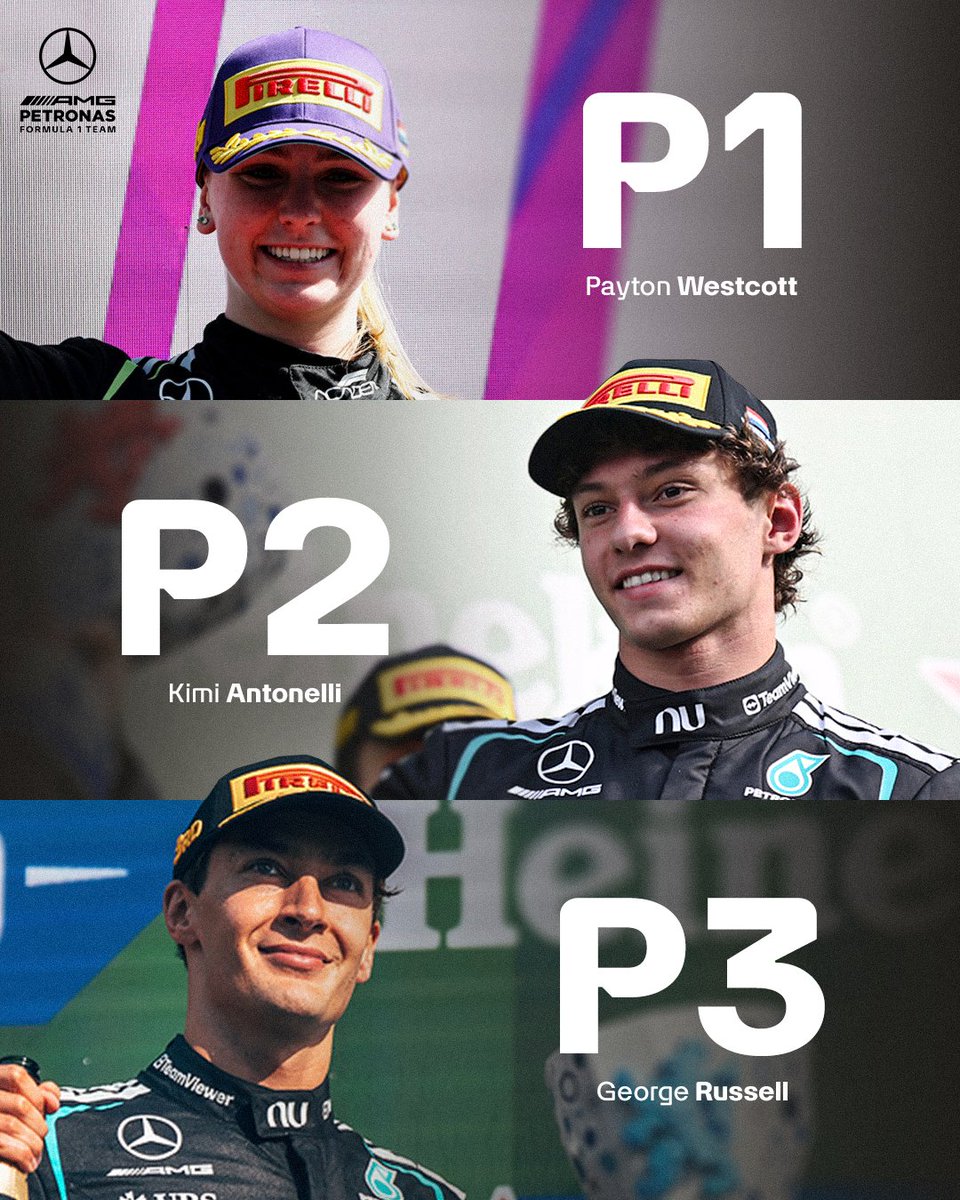 MercedesAMGF1's tweet photo. Did anyone say full podium? 😍 

An incredible performance from the whole team at the final Dutch GP 🙌 https://t.co/1SxZSP1RC0