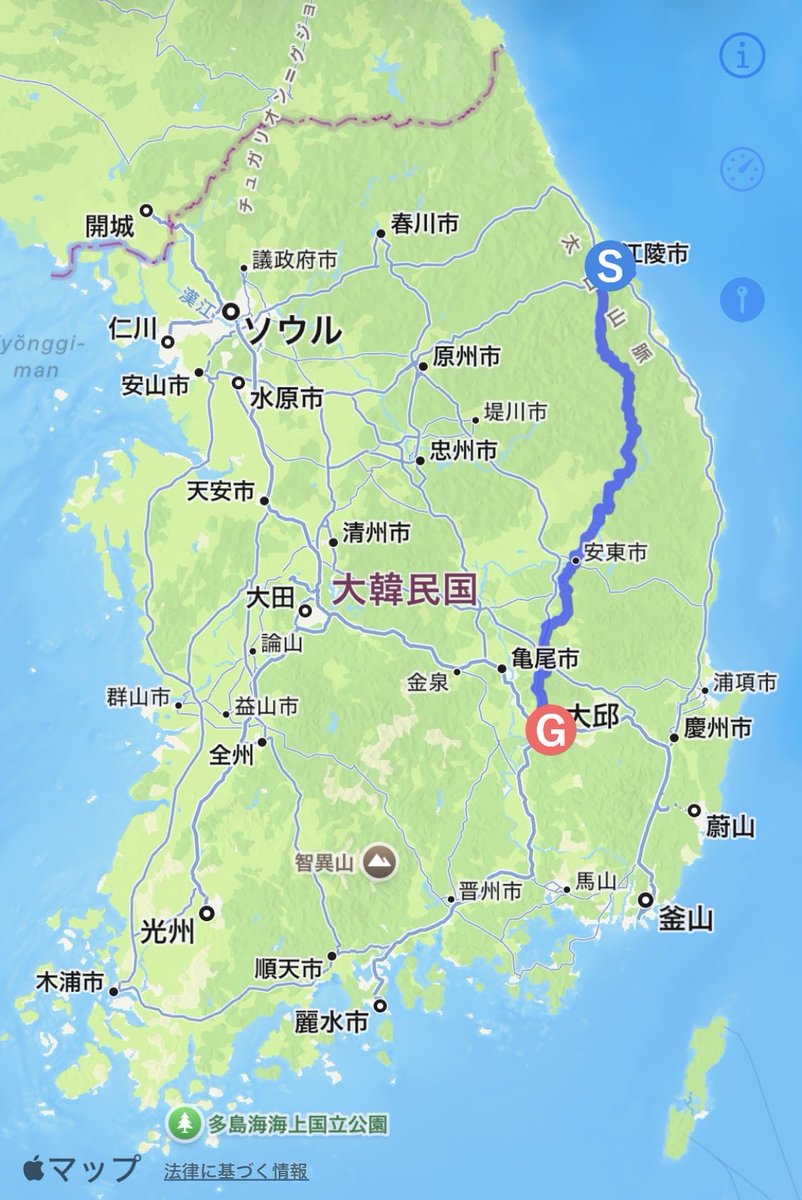 ii_iron's tweet photo. 韓国ツーリング三日目。江陵から大邱まで移動しました。北朝鮮の近くはバイクじゃダメらしいので峠道に切り替えていく。山奥の集落で入った食堂で写真が無いので指差し注文したら激辛メニューを引いてしまった。隣のスープをぶち込んで薄めながら完食。ま、応用力よ。 https://t.co/3rsv3eaf2E