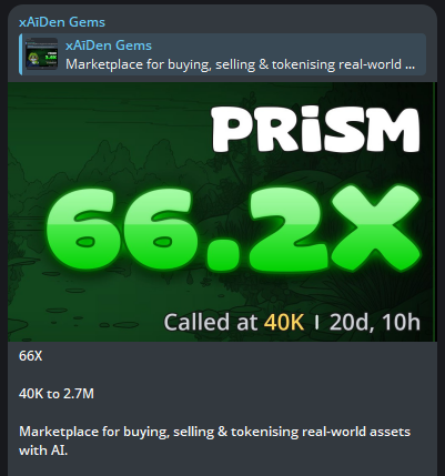 xAidenCrypto's tweet photo. Prism Assets $PRISM - NEW ATH - AMAZING 

Marketplace for buying, selling and tokenising real - world assets with AI. 

Called at 40K MCAP 

66X Profit 

From 40K to 2.7M 

0x20024E485c0B22b42855589700721b28320A7777