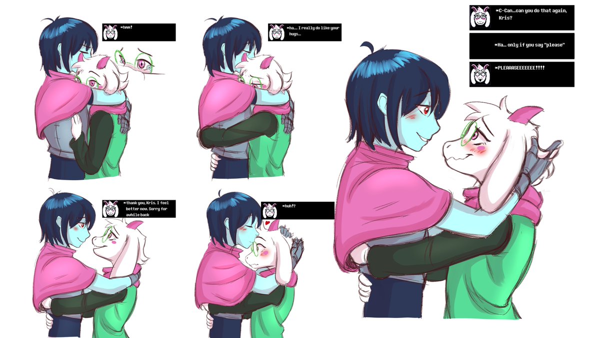 TwlLark's tweet photo. I thought of a crazy Ralsei trying to be everything for Kris maybe because theyre afraid Kris will lose interest on them. 

Enough of that one. im actually gonna start unleashing some cute crazier arts

#deltarune #kralsei #ralsei #kris https://t.co/C4B8YE370S