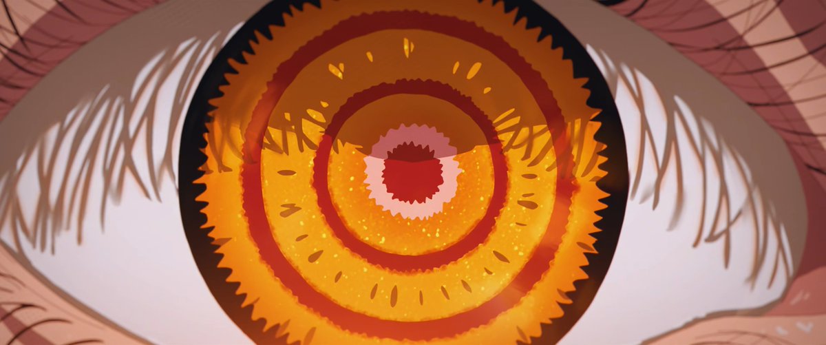 RezeArcFrames's tweet photo. I often mistake Makima's eyes for being like spirals, but they are actually layered instead. It's more like she has 3 irises... like she can see 3 places at once. https://t.co/ua7yKBWt6J
