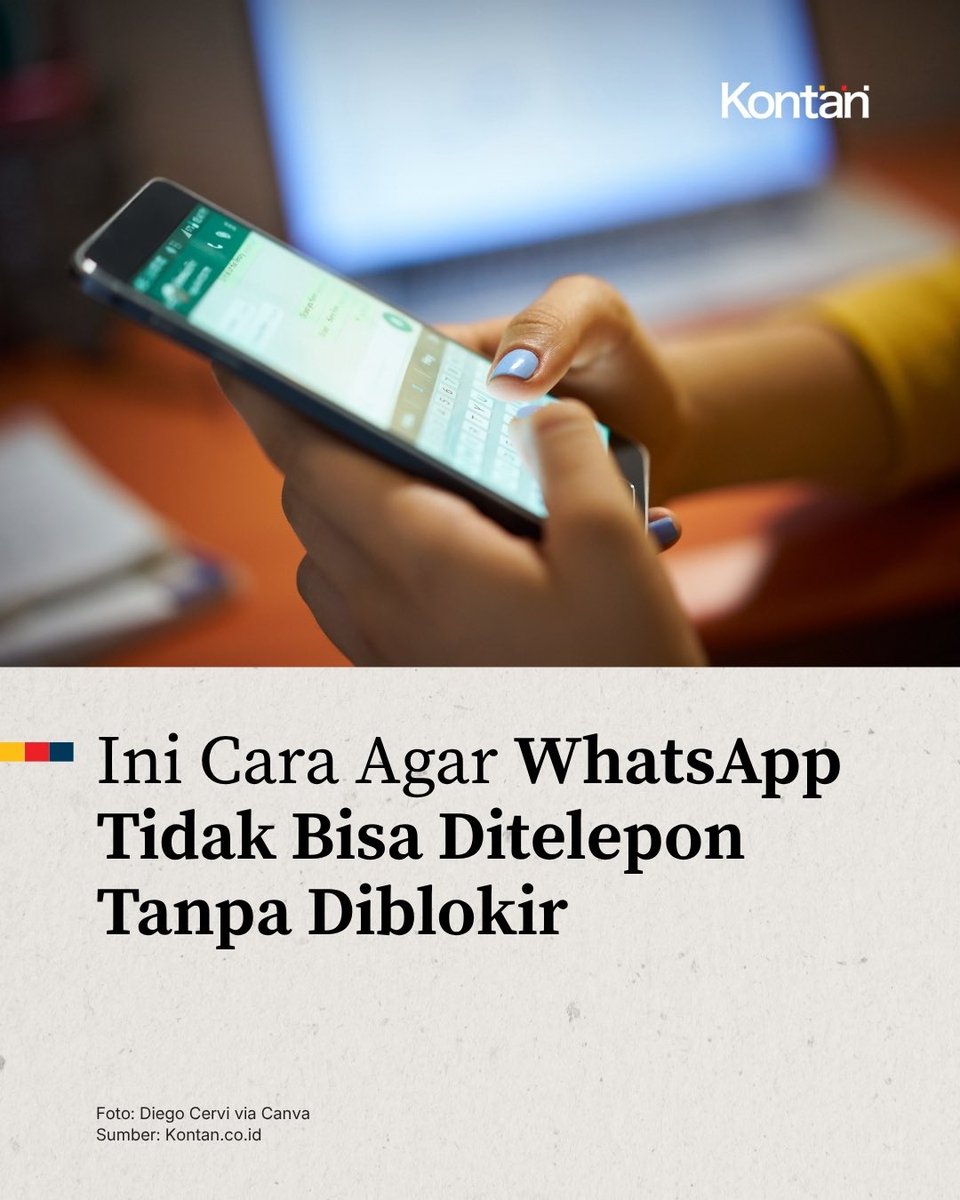 KontanNews's tweet photo. WhatsApp punya fitur “Heningkan penelepon tak dikenal” yang bisa membuat panggilan dari nomor yang tidak dikenal tidak berdering di HP. Cocok buat kamu yang sering terganggu telepon spam atau nomor asing. 📵

Cara mengaktifkannya gampang: buka WhatsApp → Pengaturan → https://t.co/Pelnce6Vh5