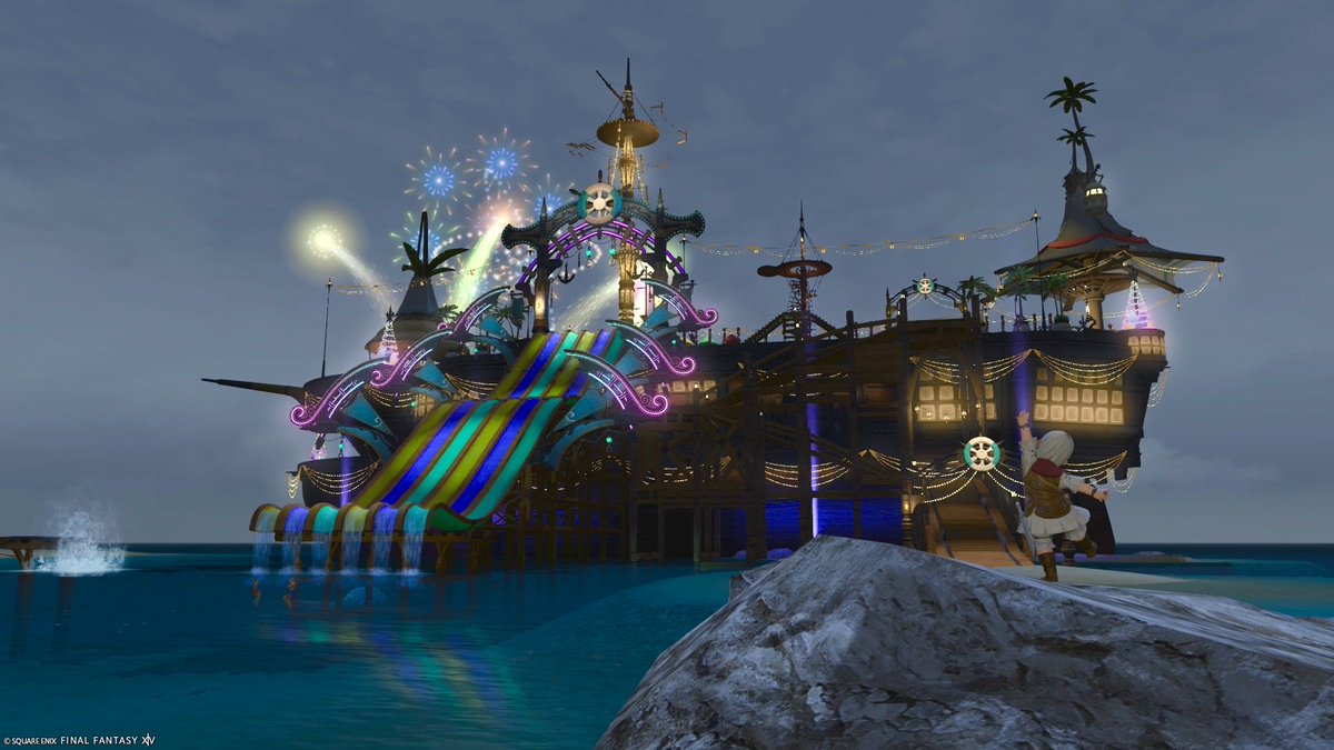 amtaro_ff14's tweet photo. 冒険のさなかお祭り会場を通りかかりましたがあいにく曇り空でした︎︎☁ https://t.co/JboJSUDm3f
