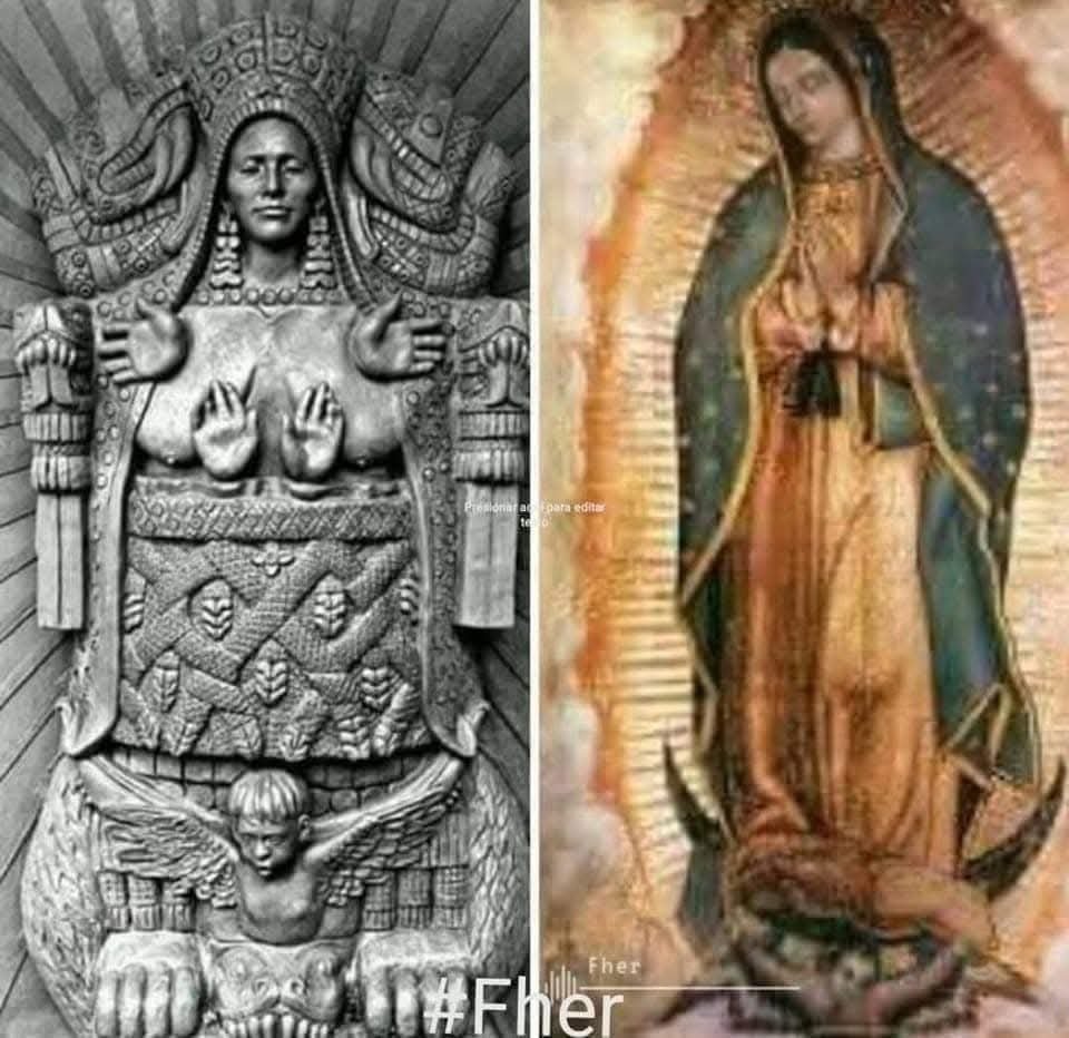 Lo_Ar_Lo's tweet photo. Coatlicue Guadalupe Tonantzin es su verdadero nombre... 
La "reina del cielo" es siempre la misma: Semiramis/Ishtar (Lilith).
📖 Jeremías 44:17
"...y quemaremos sacrificios a la reina del cielo, derramándole libaciones, como hacíamos nosotros, nuestros padres, nuestros reyes https://t.co/ueCm35GXQb