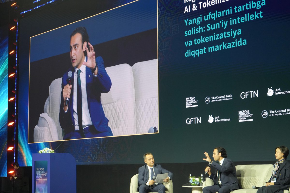 PakistanVARA's tweet photo. Pakistan is moving from crypto adoption to building the next generation of regulated financial infrastructure.

At the inaugural Silk Road Finance & Technology Forum in Tashkent, Minister of State and Chairman PVARA, @BilalBinSaqib, joined central bank governors and regulators from across Asia, the Gulf and Europe.

Speaking on “Regulating the Frontier: AI and Tokenization Spotlight” alongside Chea Serey, Governor of the National Bank of Cambodia, and Vusal Khalilov, Deputy Governor of the Central Bank of Azerbaijan, he highlighted Pakistan’s rapid journey from primary legislation to a live virtual asset licensing regime in under six months.

The next frontier goes far beyond crypto: AI-native financial institutions, tokenised real-world assets, programmable payments and digitally native capital markets.

Pakistan intends to help shape that future, not simply adapt to it.