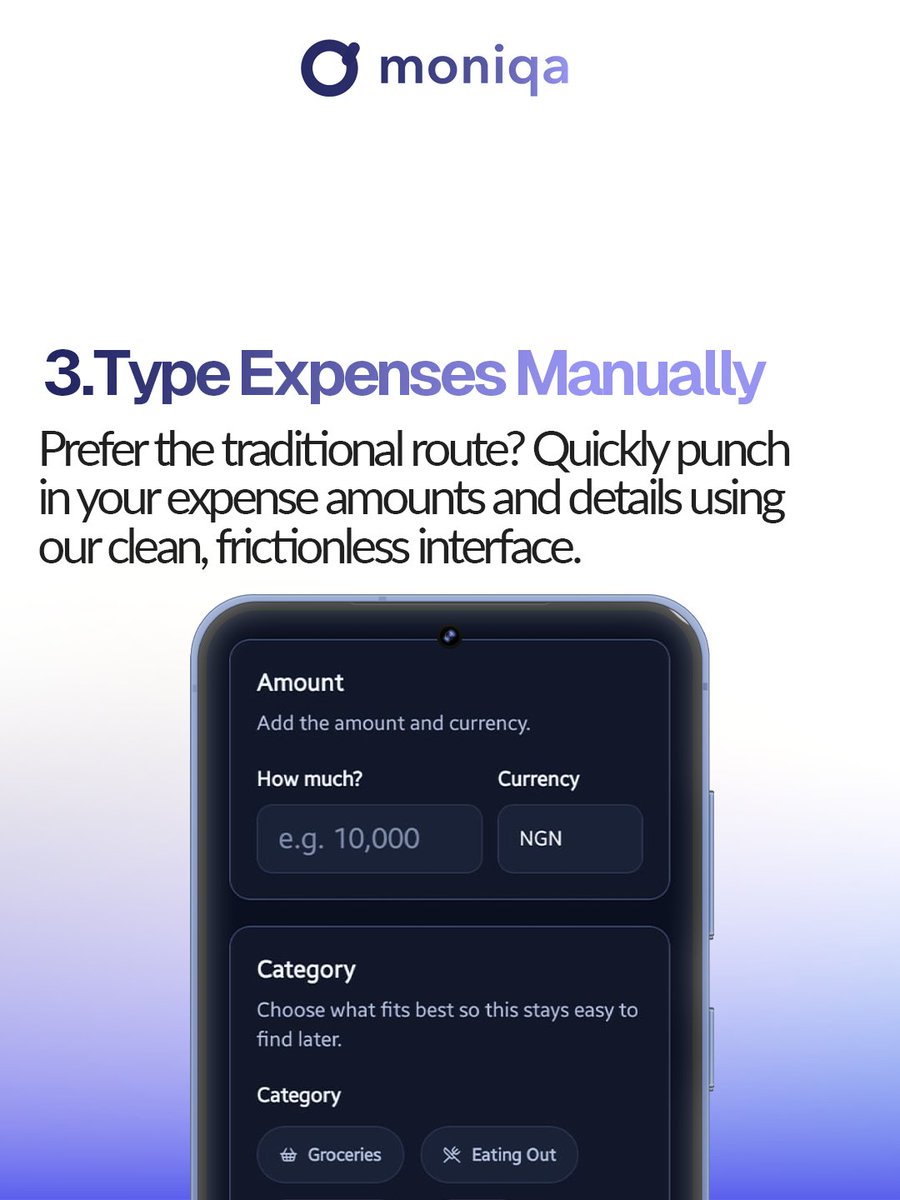 getmoniqa's tweet photo. Stop juggling spreadsheets, messy notes, and awkward "pay me back" texts. From voice-logging daily expenses to setting flexible monthly targets, Moniqa brings your entire financial routine into one clean space. 🧵👇

#moniqa #fintech #expenseapp https://t.co/QVTsEN0kw4