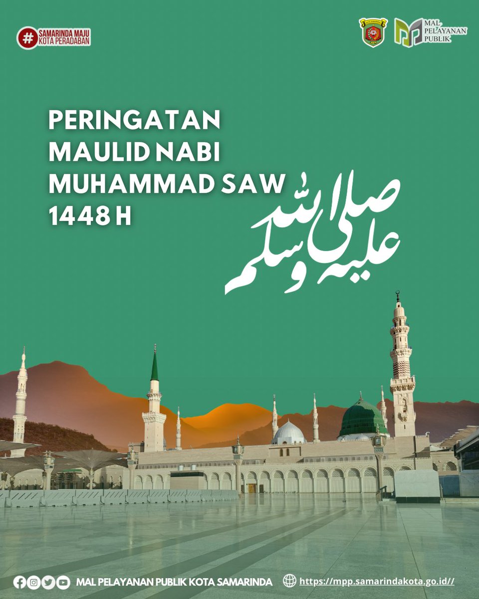 mppsmr_official's tweet photo. 🌙 Selamat Memperingati Maulid Nabi Muhammad SAW 🌙
Semoga momentum Maulid Nabi menjadi pengingat bagi kita untuk senantiasa meneladani akhlak Rasulullah SAW dalam memberikan pelayanan yang ikhlas, amanah, profesional, dan penuh integritas kepada masyarakat. https://t.co/JAU8wjombK