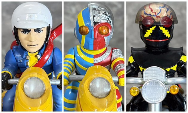 sofvitokyo's tweet photo. アート・ストームから「EX三輪車」最新作「キカイダー」「ジロー」「ハカイダー」の「Bタイプ（旗無し）」3種予約受付中！！ https://t.co/OcCoHcGSyv https://t.co/Ok3ARFkmPn