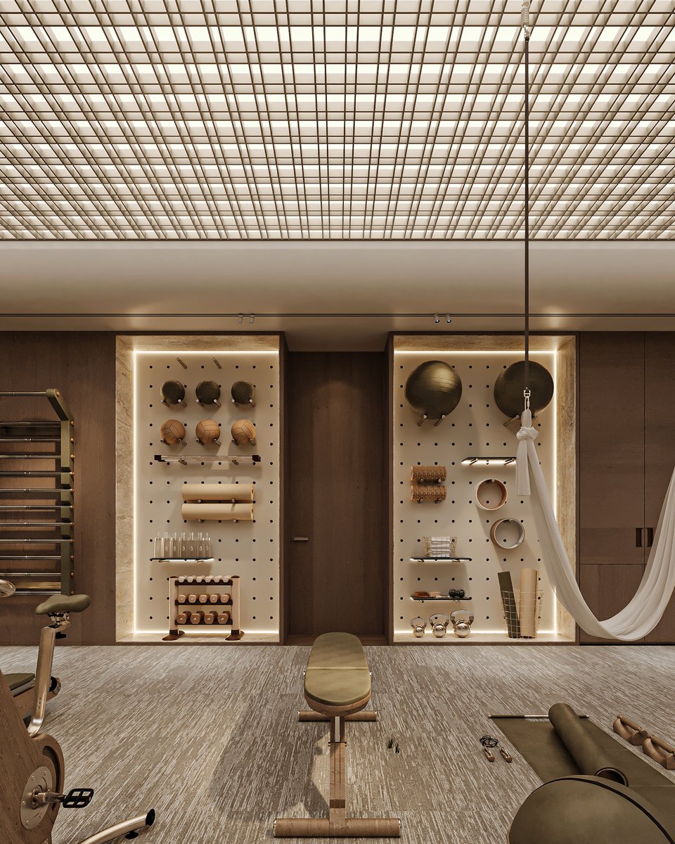 maroon_arch's tweet photo. A fitness environment shaped by warmth, rhythm, and restraint.

Timber, tactile finishes, diffused light, and carefully framed views create a space where movement meets calm.

HRQ VILLA | RIYADH, KSA https://t.co/Gr6WGuWlKj