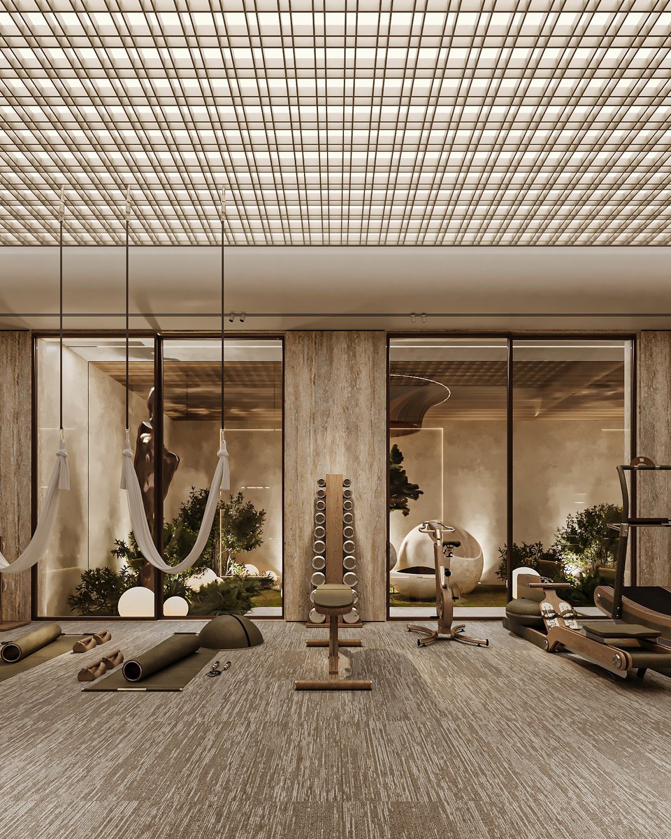 maroon_arch's tweet photo. A fitness environment shaped by warmth, rhythm, and restraint.

Timber, tactile finishes, diffused light, and carefully framed views create a space where movement meets calm.

HRQ VILLA | RIYADH, KSA https://t.co/Gr6WGuWlKj