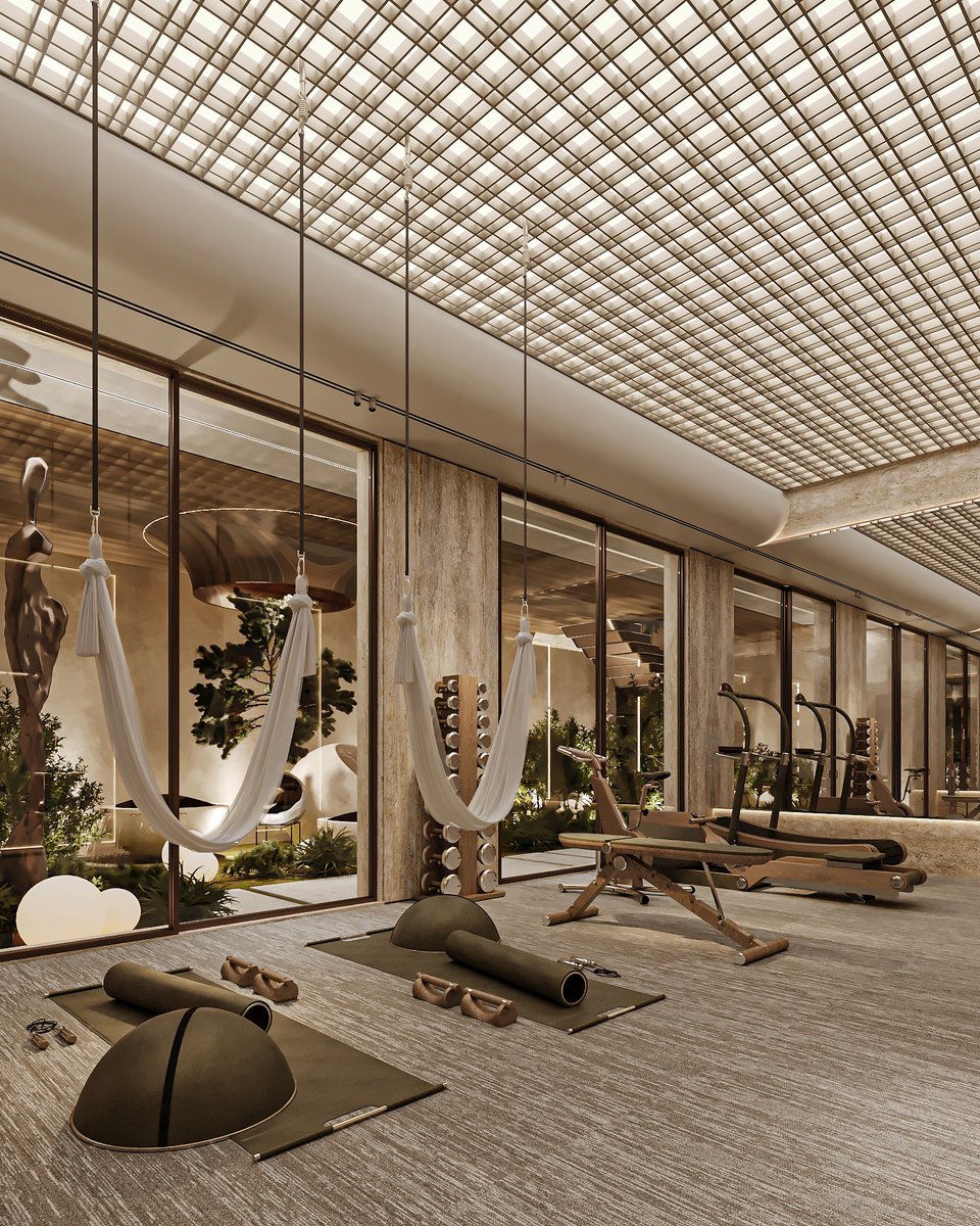 maroon_arch's tweet photo. A fitness environment shaped by warmth, rhythm, and restraint.

Timber, tactile finishes, diffused light, and carefully framed views create a space where movement meets calm.

HRQ VILLA | RIYADH, KSA https://t.co/Gr6WGuWlKj