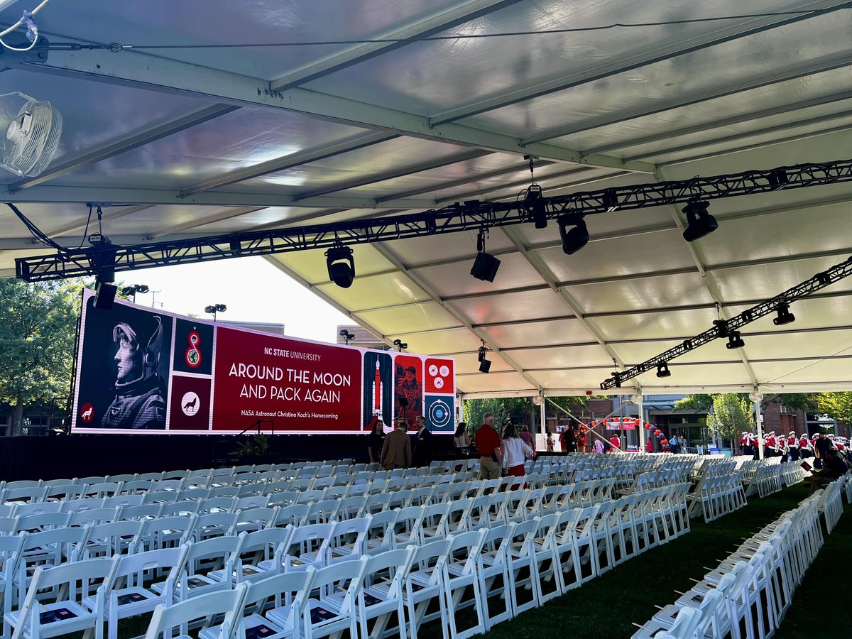 NCState's tweet photo. We’re on the Oval on NC State’s Centennial Campus this morning for astronaut Christina Koch’s welcome home celebration. 🚀

🎥 Watch the livestream beginning at 10:30 a.m. https://t.co/0G2m1Y5vBa https://t.co/MUsWy91ZLz