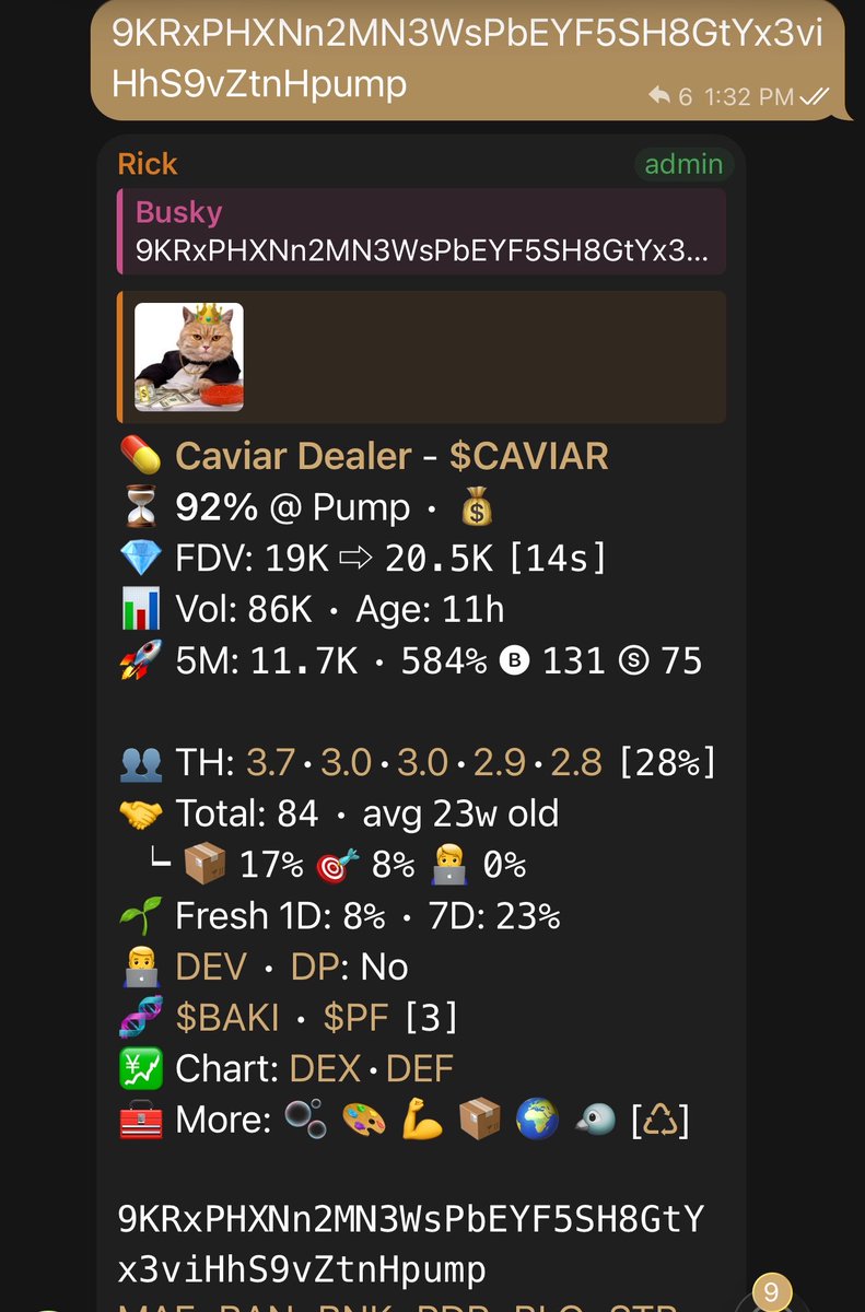caller_busky's tweet photo. 6x up from my alpha group call on solana:9KRxPHXNn2MN3WsPbEYF5SH8GtYx3viHhS9vZtnHpump 
CA 9KRxPHXNn2MN3WsPbEYF5SH8GtYx3viHhS9vZtnHpump https://t.co/0pMB1KzLdA