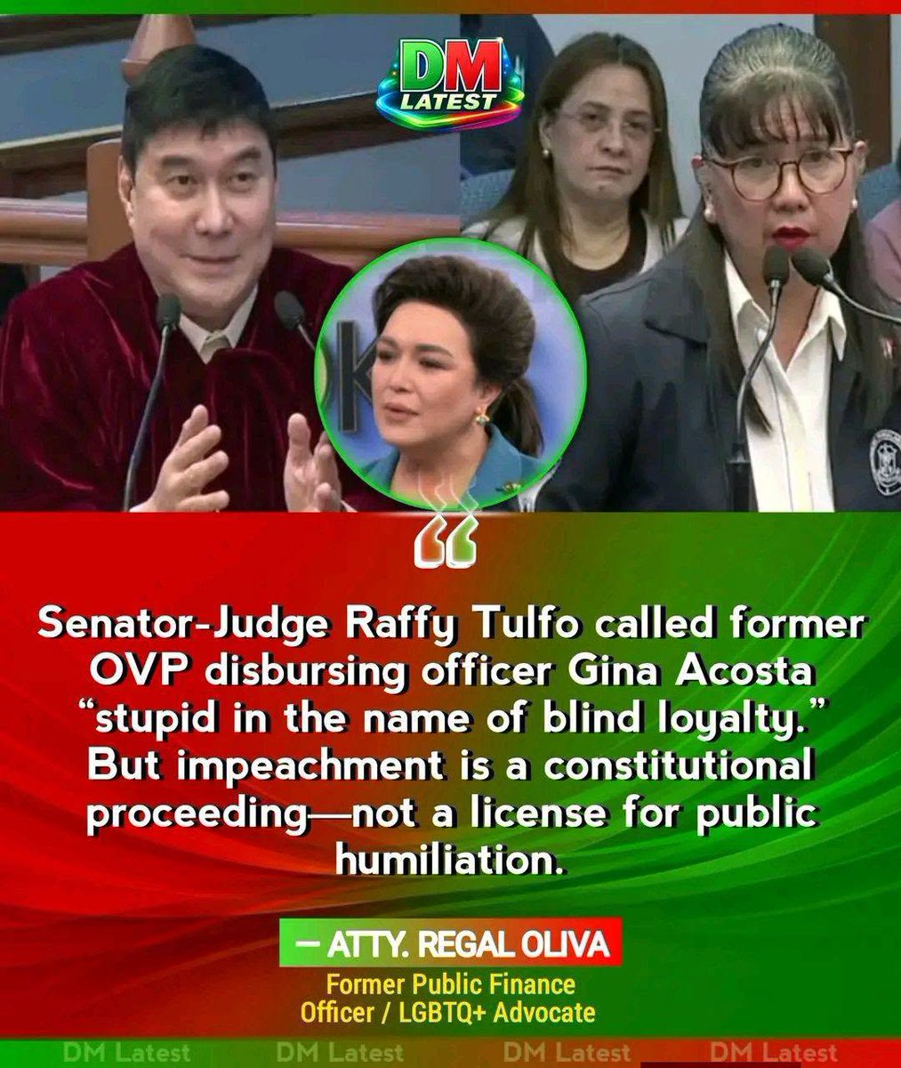 fierceLady08's tweet photo. A Non-degree holder and college dropout Senator Raffy Tulfo mocking and insulting Gina Acosta, a degree holder and SDO of the OVP. 

Wtf? https://t.co/pD0XPEocKp