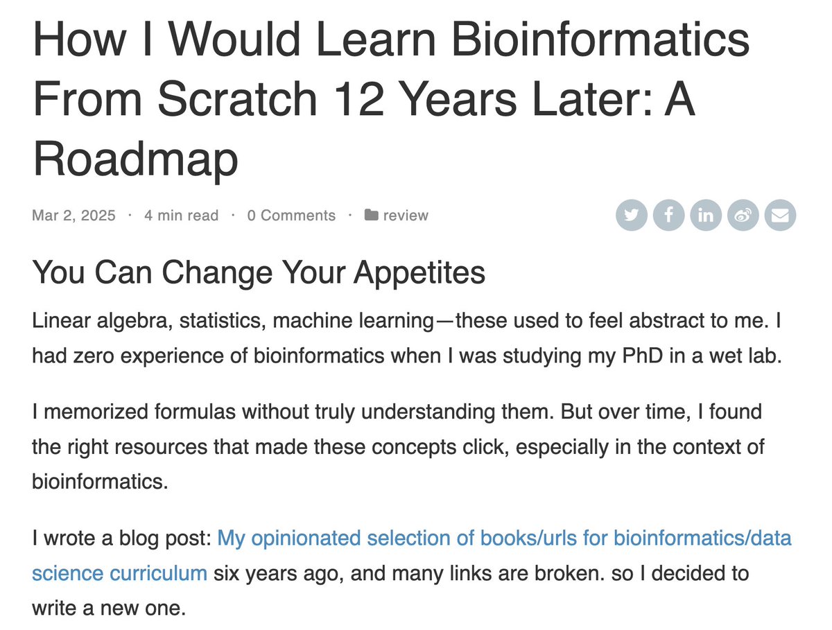 tangming2005's tweet photo. Here is how I would start learning bioinformatics. 👇 read it in my old chatomics blog:
https://t.co/2tO6jPW0YJ https://t.co/IilPcfgwlc
