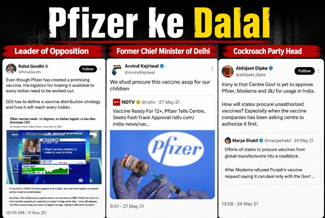 mujifren's tweet photo. A company which refused to handover vaccine trial data even when threatened with losing access to 1.4 Billion people market

The same Vaccine was promoted by our Leader of Opposition, Sitting CM and current Youth Movement head

How deep is the rot and how cooked we are? https://t.co/w8D9Qjwsgg