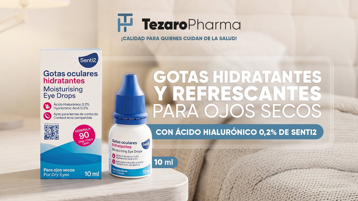 tezaropharma's tweet photo. Cuando buscáis una referencia con buena rotación, las gotas hidratantes y refrescantes para ojos secos con ácido hialurónico 0,2% de Senti2, en 10 ml, pueden usarse 90 días tras apertura.

💧 Más info:
https://t.co/wKsYNcKte8

#Farmacia #DistribuciónFarmacéutica https://t.co/ovAhuLb3ZS