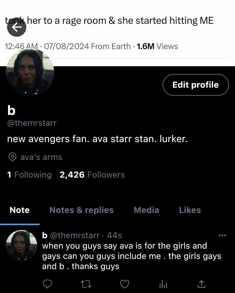 carrawaytism's tweet photo. this is bob’s twitter account, an empty-ish diary account that happens to be followed by every new avenger.
this is also bob’s twitter account, a ghost / new avengers stan account that’s almost entirely yearning.
and this is the start of a short #sentryghost smau!! https://t.co/W2UpDaTlRD