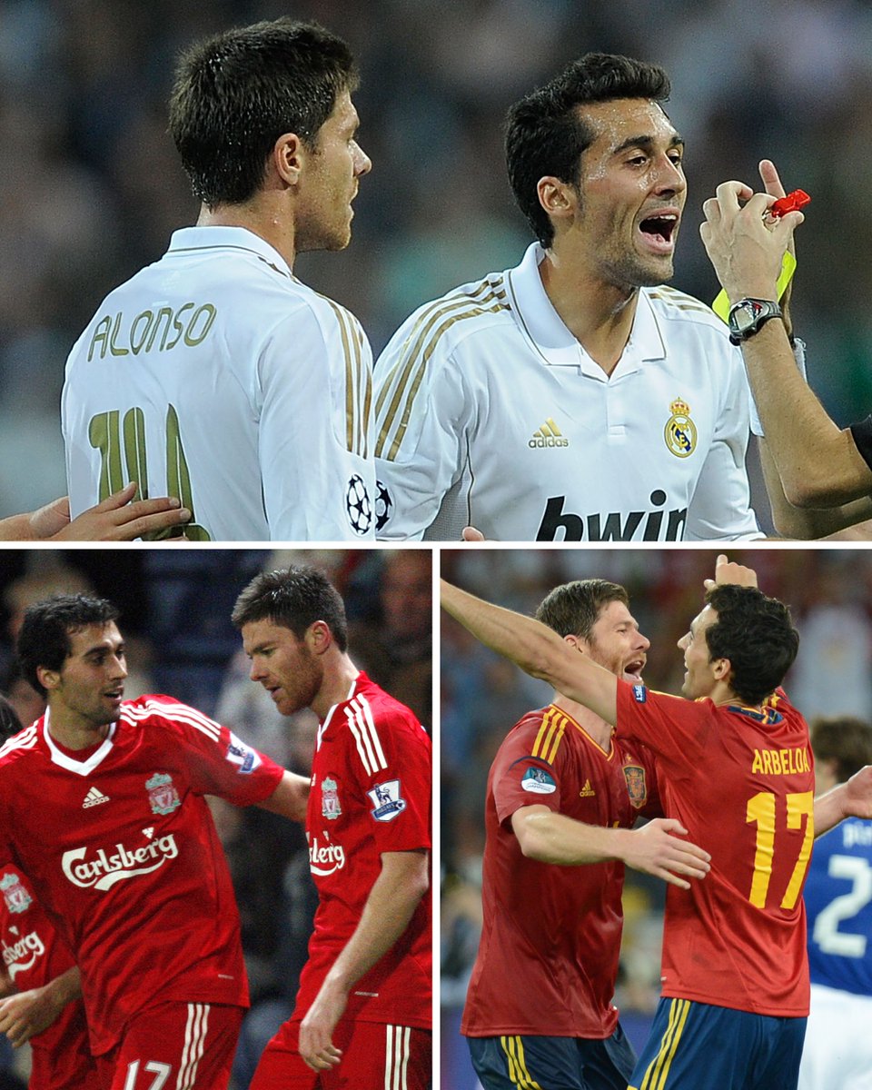 premierleague's tweet photo. Alvaro Arbeloa and Xabi Alonso’s special relationship was a key factor throughout their playing careers for Liverpool, Real Madrid and Spain 🤝

The two meet once more, leading @FulhamFC and @ChelseaFC 👇