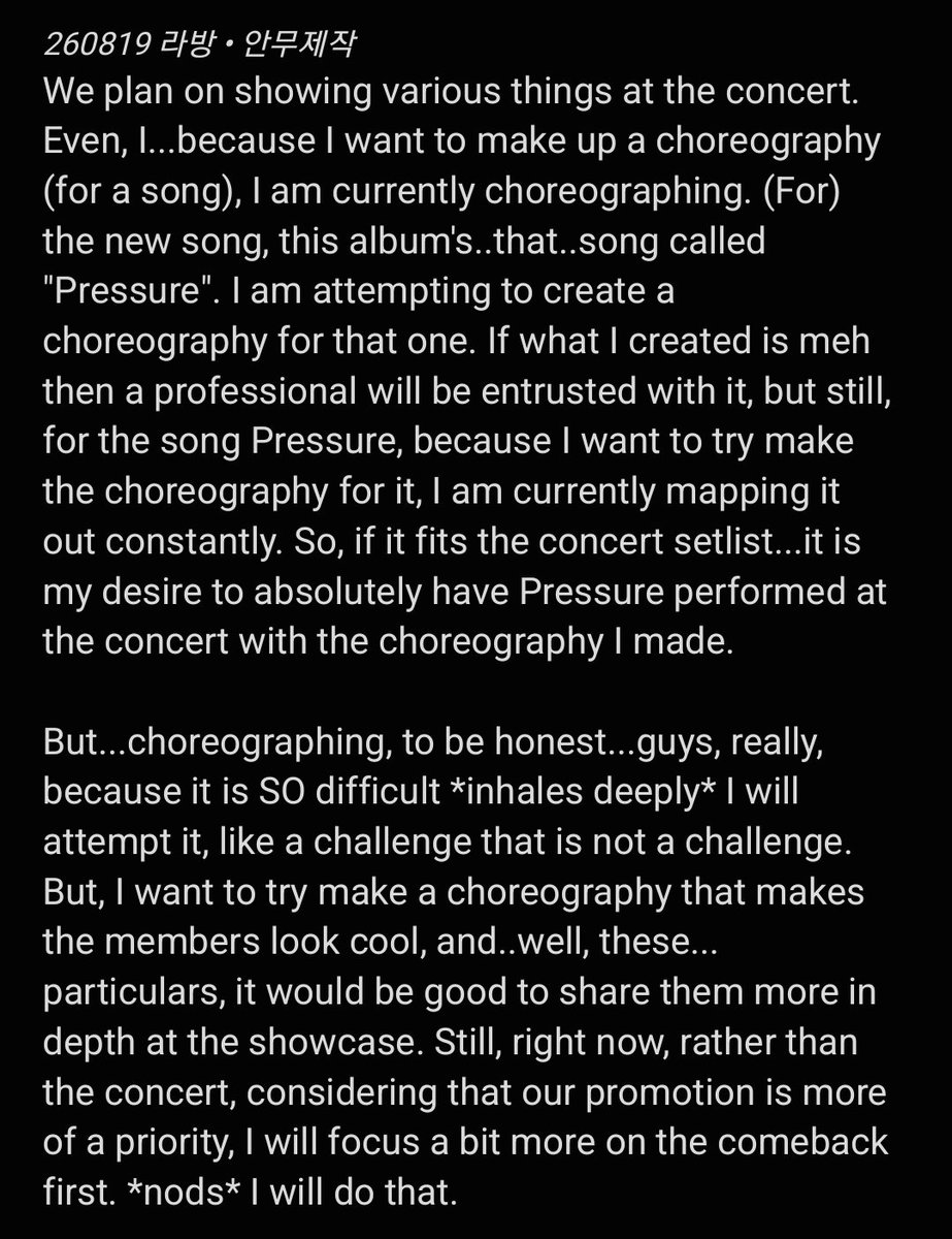 aryeong_1123's tweet photo. 260819 Choreograph for Pressure

🍀 For the song Pressure, bc I want to try make the choreo for it, I am currently mapping it out constantly.
🍀 If it fits the concert setlist...it is my desire to absolutely have it performed @ the concert w the choreo I made.

#SF9 #영빈 https://t.co/QquSfyhVod