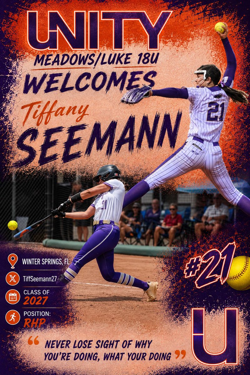 UnityMead_Luke's tweet photo. Welcome Back to our #2️⃣1️⃣ @TiffSeemann27 ‼️  One of our 💎s in the ⭕️ that continuously frustrates some of the top offenses in the country‼️ 

A 2️⃣❌ FL High School State 🏆Champion that has just begun to make her presence known on the National Stage‼️💜🧡 https://t.co/2AQcNIlXqL