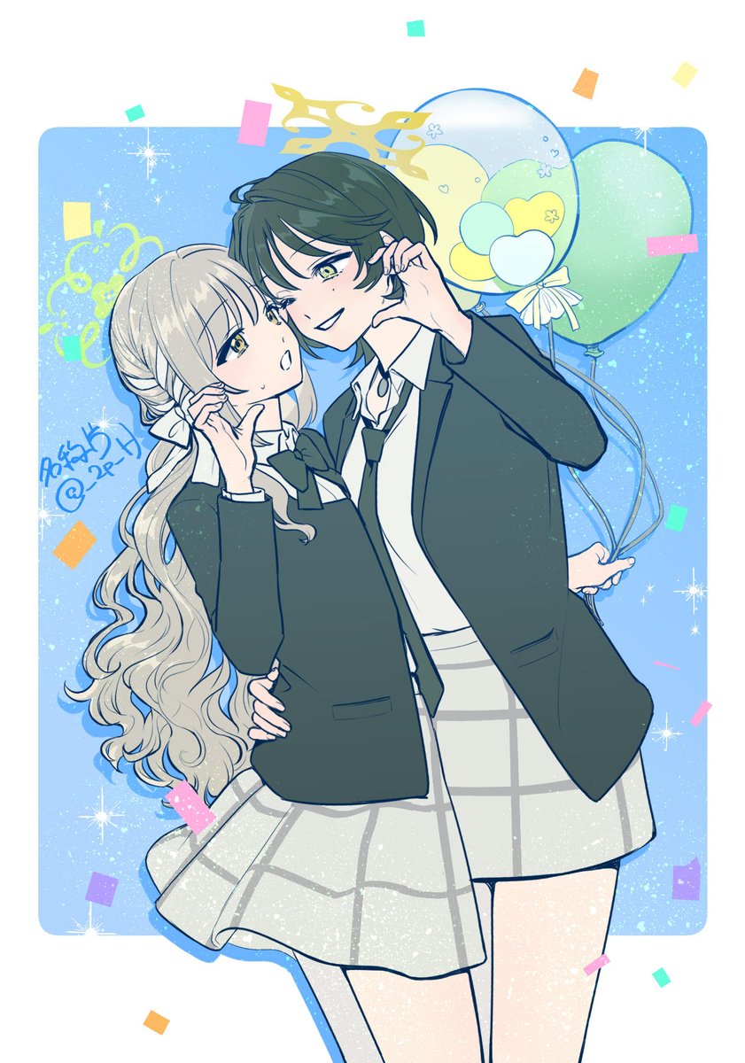 _2p_H's tweet photo. おめでとう！！！！これは私の誕生日に描いたミヨたちだよ（限界再掲）（ミヨフユ） https://t.co/XROSoCqjWd