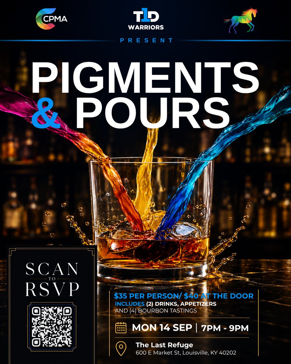 _T1DW's tweet photo. Bourbon for a cause worth toasting 🥃 Join @T1DWarriors &amp; CPMA at The Last Refuge — a restored 1879 church in NuLu with 1,200+ bottles — Mon, Sept 14, 7–9 PM. Four curated pours, raffle + apps. $35 adv / $40 door.

🎟️ https://t.co/eqAN0vVeGd https://t.co/TQYw7Q55Qa
