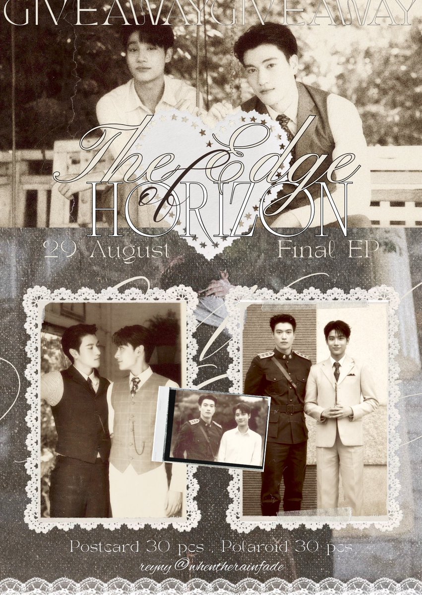 whentherainfade's tweet photo. Giveaway #อรุณรุ่ง  𓈒 🐾 𓈒  
𝓣he Edge of Horizon Final 𝐸𝒫

 ⋆ postcard 4 x 6 แบบละ ( 30 pcs )
 ⋆ polaroid 2 x 3 ( 30 pcs )

ྀི 𓈒  29 august 
𝐈dea Live, 𝐵ravo BKK ♡⃘  ֯ 

time : TBA ( ไม่ต้องฟอลมานะคะ เดี๋ยวแจ้งลงแท็กอีกทีค่ะ ) 

✩ #TheEdgeofHorizon
#อินองศา #innongsa https://t.co/t1f106Qena