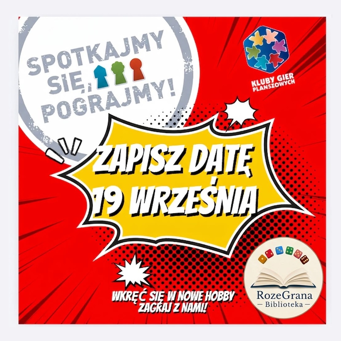 RGBiblioteka's tweet photo. Zapraszamy do zapoznania się ze szczegółami 👉 https://t.co/z82D1JIIQg

#dobrokultury #SpotkajmySięPograjmy #ludzieiplanszówki #klubygierplanszowych #WarszawaGra #RozeGranaBiblioteka https://t.co/UDwYwHrLVl