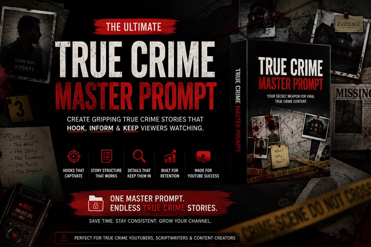 Kingofytauto's tweet photo. True crime master prompt https://t.co/3fAPBELqvG