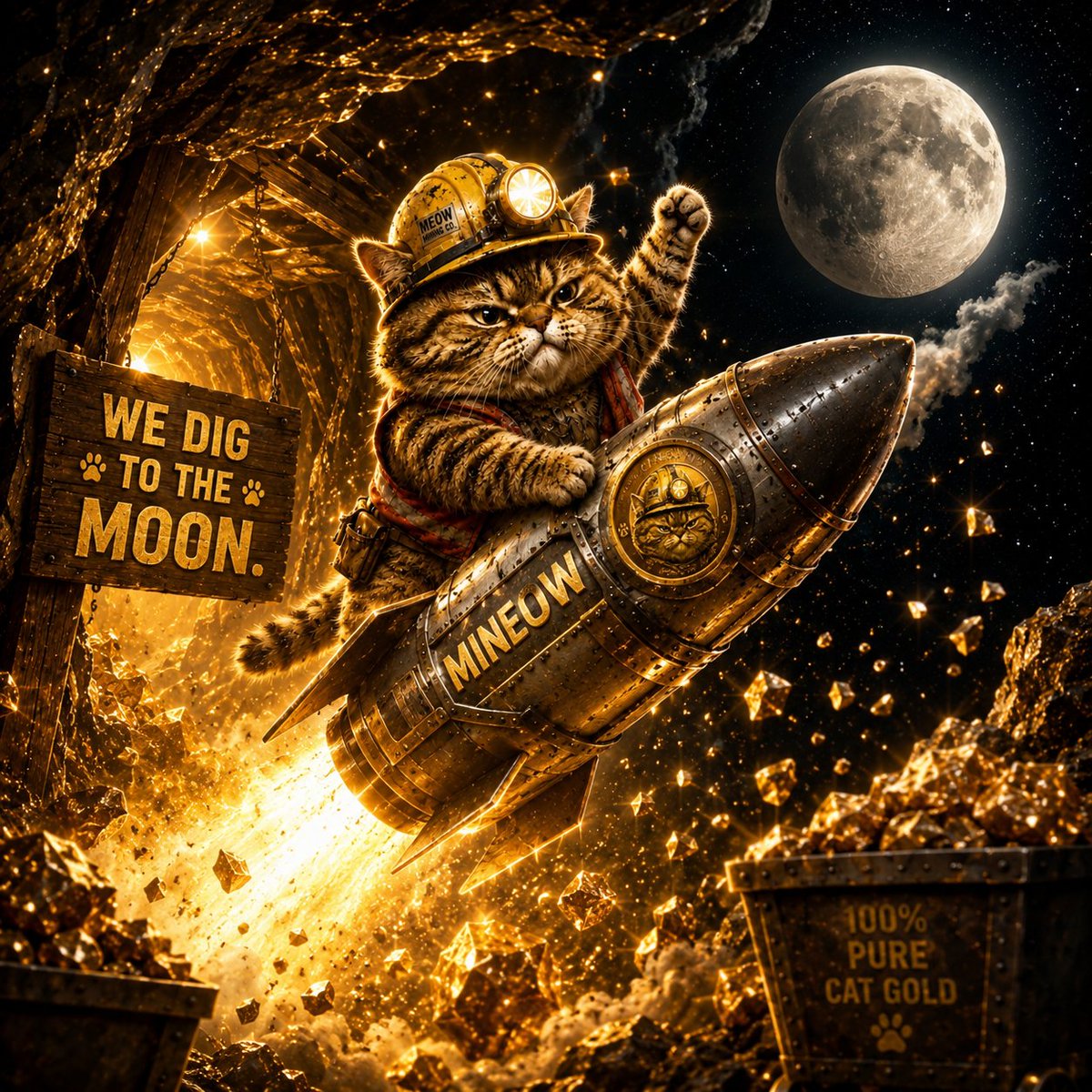MINEOW_SOL's tweet photo. @DigiFinex Everyone: “To the moon!” 🚀🌕
Miner Cat: “Fine… I’ll dig my way there.” 🐱⛏️😂 https://t.co/UMAaHdP6BT