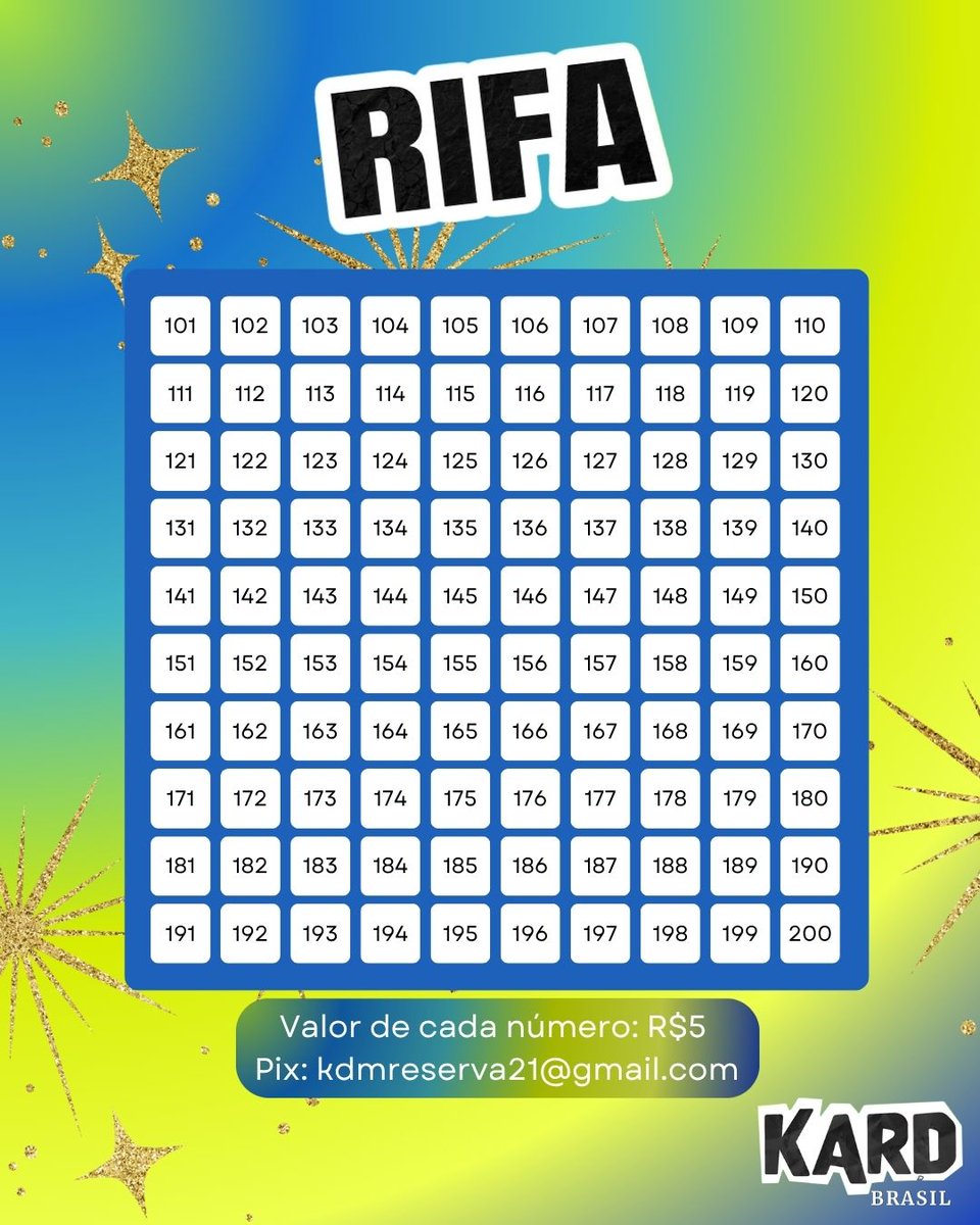KDMBrasil's tweet photo. 🚨 24.08.26 - FINALMENTE VEIO AI!!

Hiddens, estamos promovendo uma rifa para que possamos viabilizar os Handbanners pro show do KARD, e contamos com a participação de vocês nesse projeto!

Para participar é bem simples: mande o seu pix para kdmreserva21@gmail.com no valor mínimo de R$5,00, mande o comprovante na nossa DM junto com o número escolhido, e pronto! Você já está participando do sorteio final que vai acontecer no dia 26/10!