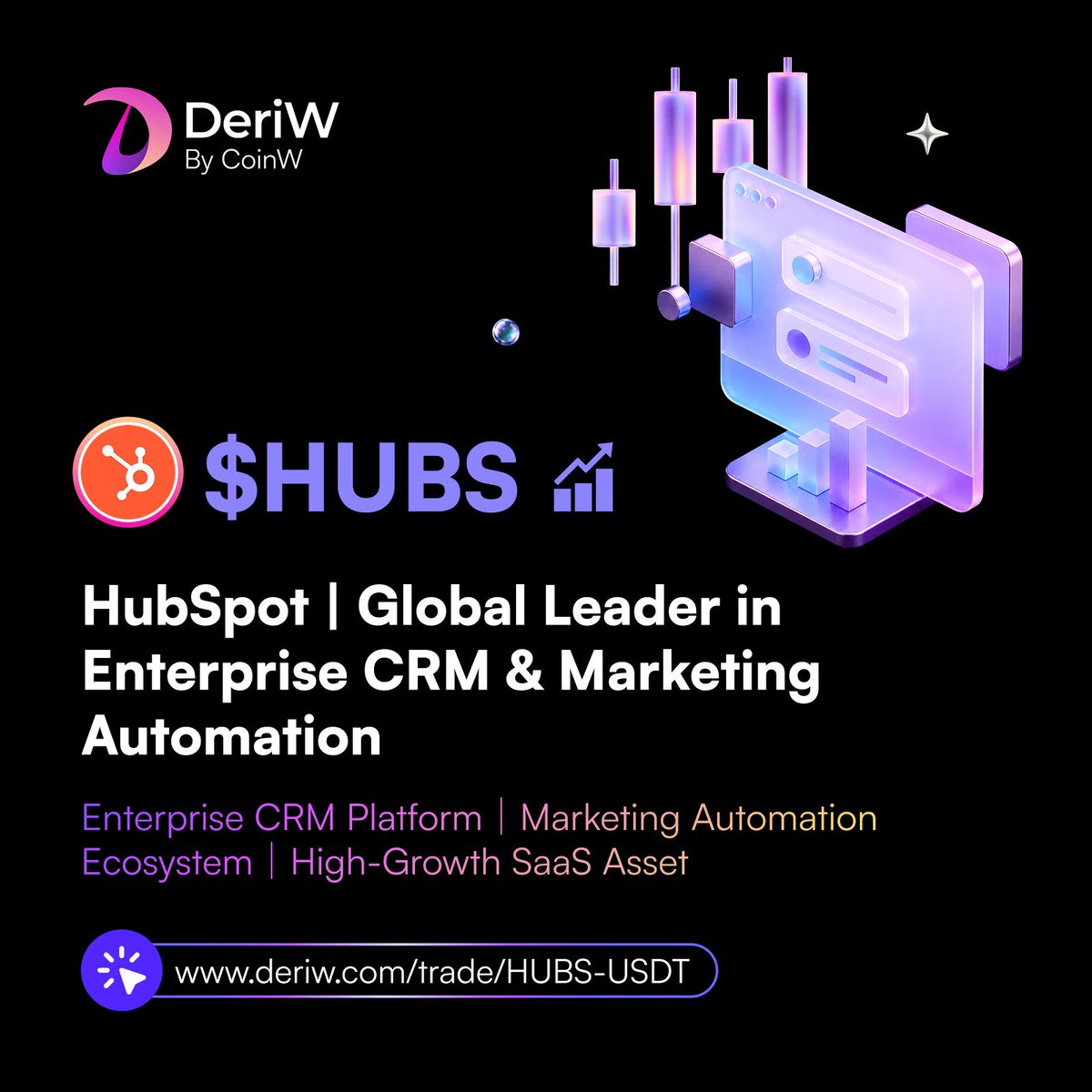 DeriWOfficial's tweet photo. $HUBS is now available to trade on DeriW 📊

HubSpot is a leading cloud-based CRM and marketing automation platform, covering sales, marketing, customer service, content management, operations, and CRM solutions.

With a subscription-based model, strong customer retention, and growing global adoption, HubSpot remains a key name in enterprise SaaS and digital transformation.

Start trading $HUBS now 👇
https://t.co/O4ZwdyO4ji
#DeriW #HUBS #HubSpot #SaaS #Stocks