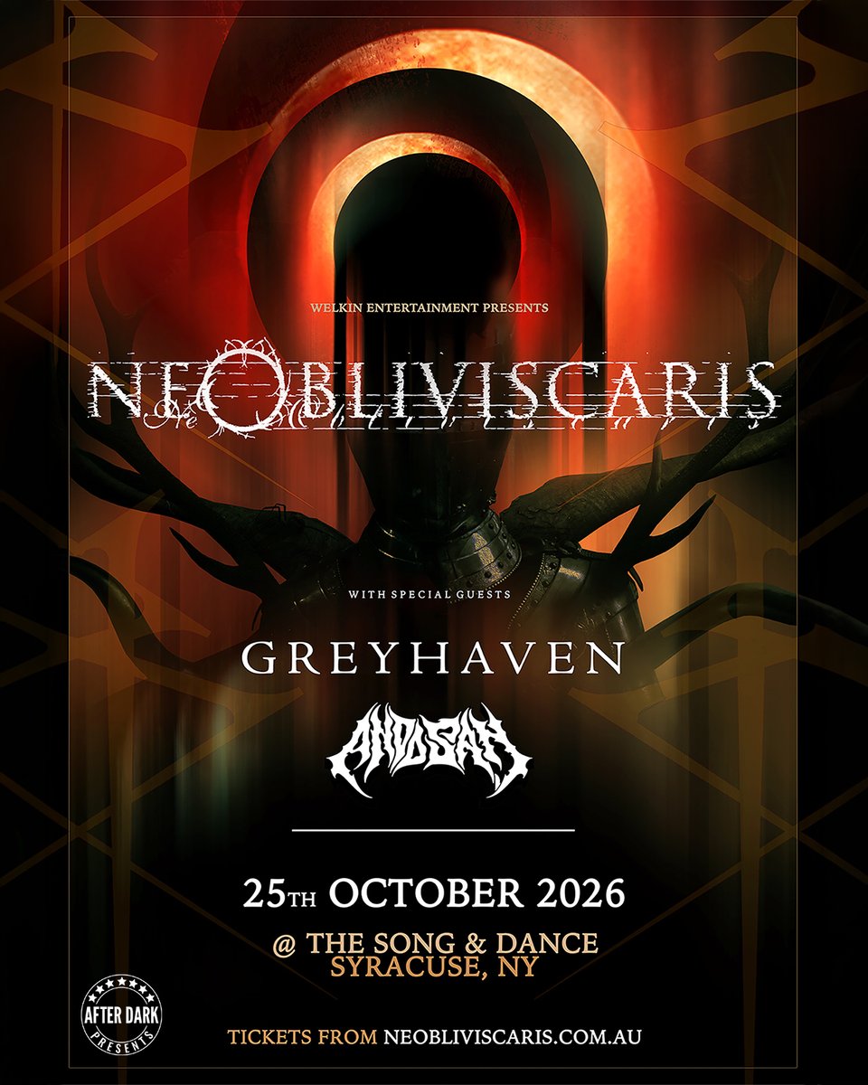 AfterDarkEvents's tweet photo. Just Announced - Ne Obliviscaris comes to Syracuse with special guests Greyhaven &amp; Ando San - October 25th at The Song &amp; Dance.

Tickets available Wednesday, August 26th at 10am: https://t.co/sih5cL53wo https://t.co/bjosMJMrpa