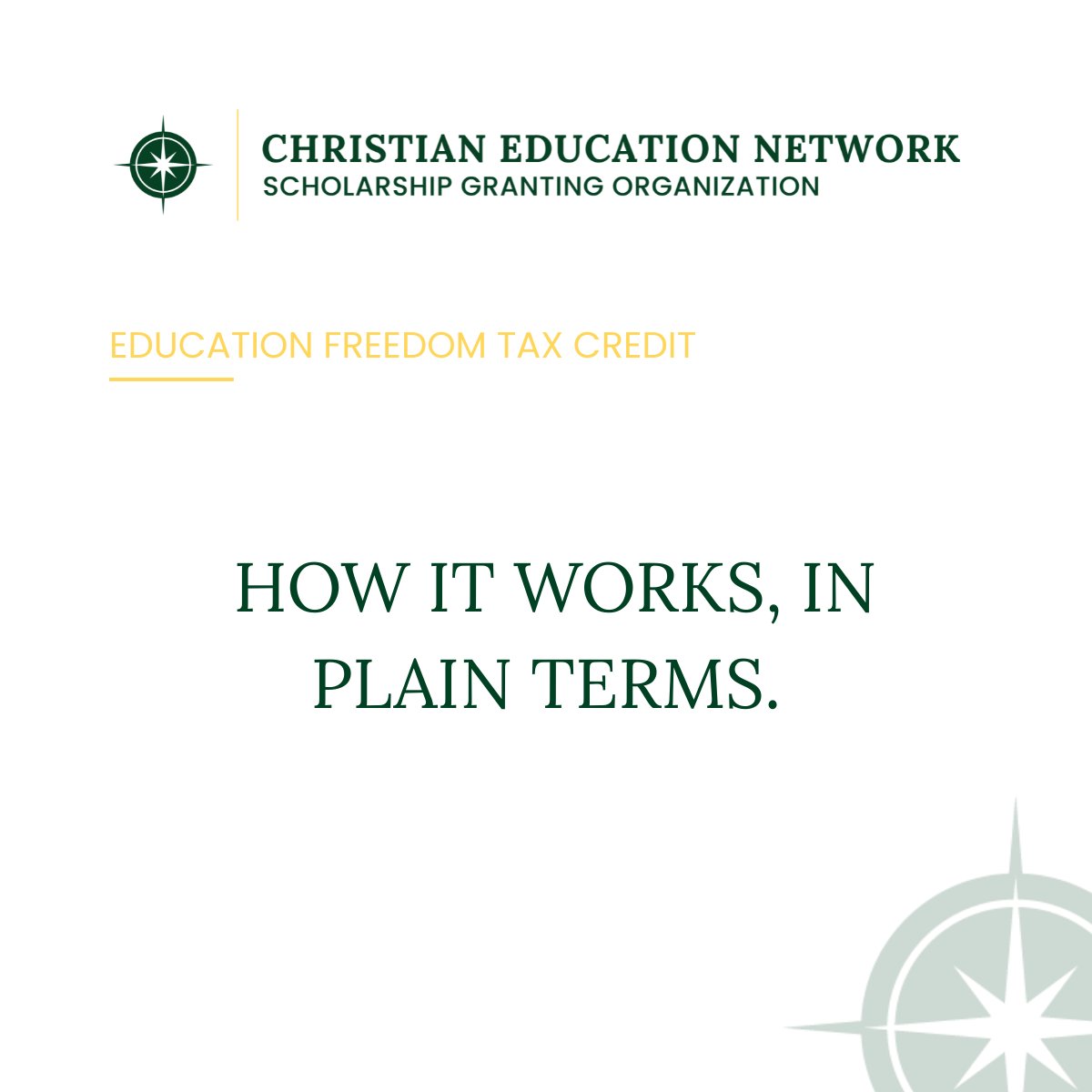 CENSGO's tweet photo. How the Education Freedom Tax Credit works: redirect part of the federal taxes you already owe into a scholarship for a child in a Christian school. A credit, not a deduction. It costs you nothing extra. Learn more about how it works at https://t.co/rVlBrEmnH3
#CENSGO https://t.co/HAy5iyXdD4