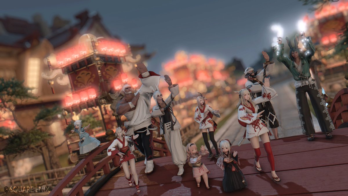 mora_ff14's tweet photo. 毎年恒例FCメンバーと紅蓮祭会場でたくさんSS撮ってきました☺️
最近メンバーさんも増えて賑やかで良き。

今年は夏っぽいSSたくさん撮れて大満足！
#FF14 https://t.co/wscn8vHGXu