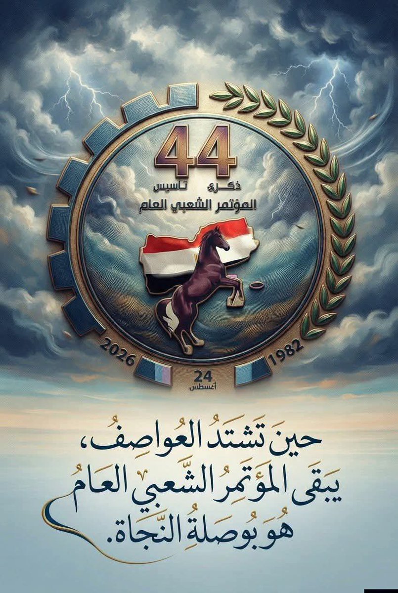 pengh2370's tweet photo. ٤٤ عاماً من الريادة والبناء.. 🦅🇾🇪

في مثل هذا اليوم، الرابع والعشرين من أغسطس، أشرقت شمس "المؤتمر الشعبي العام" كضرورة تاريخية، وصوت عقل اجتمع عليه اليمنيون بصوت واحد وصياغة وطنية خالصة.

لم يكن المؤتمر يوماً مجرد حزب سياسي، بل كان ولا يزال مظلة للوسطية، ومدرسة للتنمية، https://t.co/aGY0qg2QsB