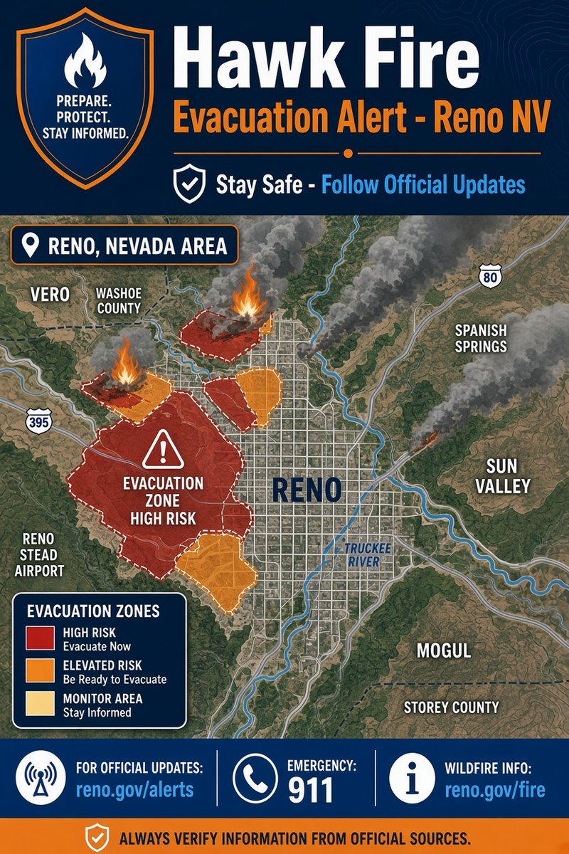 Rubyy105xe's tweet photo. Stay safe everyone in the Reno area ❤️The Hawk Fire is prompting evacuations for thousands. If you’re near the red zones, please follow official orders and checkfor the latest. Thinking of all the families affected. https://t.co/Qvwrwa0z4O