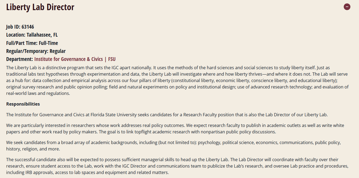 shulsie's tweet photo. If you know an experimental psych or econ person who would love to run their own research lab focused on issues related liberty and civic society, let them know we are hiring! https://t.co/VyraQdzBhl
