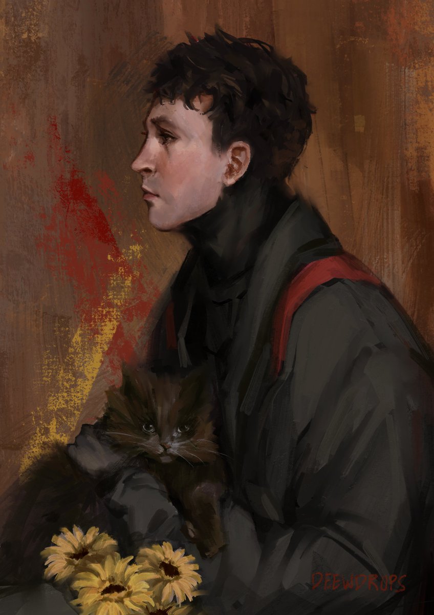 deewdrops_art's tweet photo. Clancy with Cat 
(inspired by Norah Neilson Gray's painting 'Young Woman with Cat')
#cliqueart https://t.co/wrnvWV4tnM
