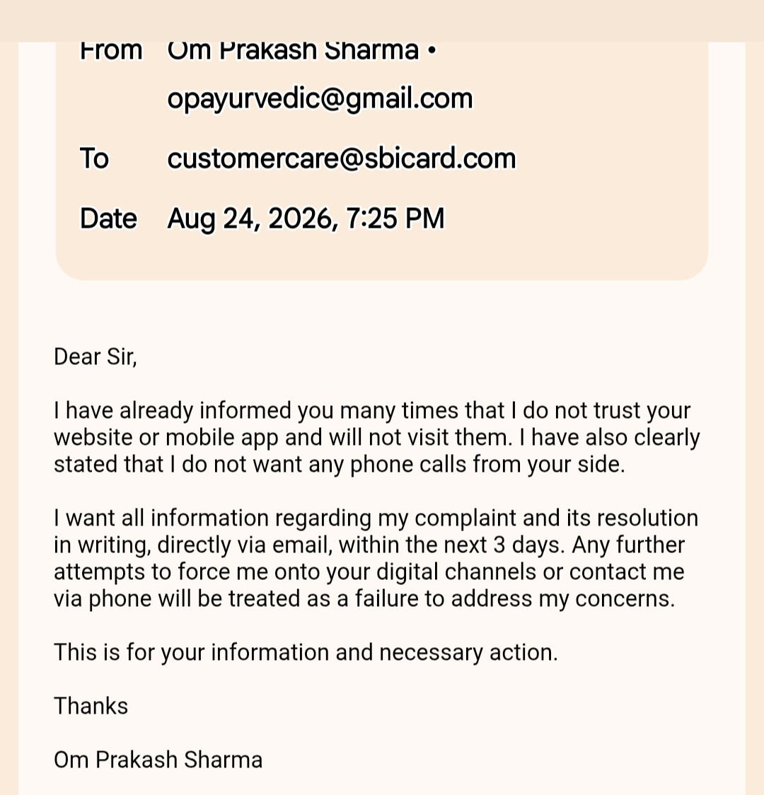 dr_sharma77057's tweet photo. @SBICard_Connect @saynotoloans @Yousuf_Haldar @AarifKhan18170 @DadaofRecovery @TLankeshwar @ramdas_r61865
मेरे द्वारा आज SBI CARD को दिए गए ईमेल के बाद तो आज SBI CARD के ऑफिशियल्स का प्यार ही उमड पड़ा। दिनभर में 9 कॉल आए जिनमें से कुछ का जवाब दिया। आप भी पढ़ें कि इनको किस भाषा में समझ में आता है।