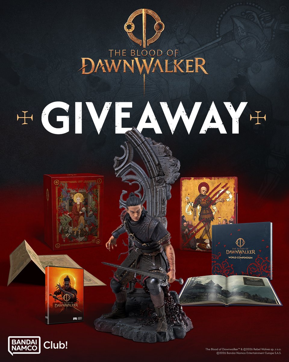 BandaiNamcoEU's tweet photo. 🩸 The Blood of Dawnwalker arrives September 3, 2026 — and we’re giving away a Collector’s Edition to one lucky winner!

Learn more: https://t.co/Og4f9q9x4c https://t.co/vYfg6M9PDL