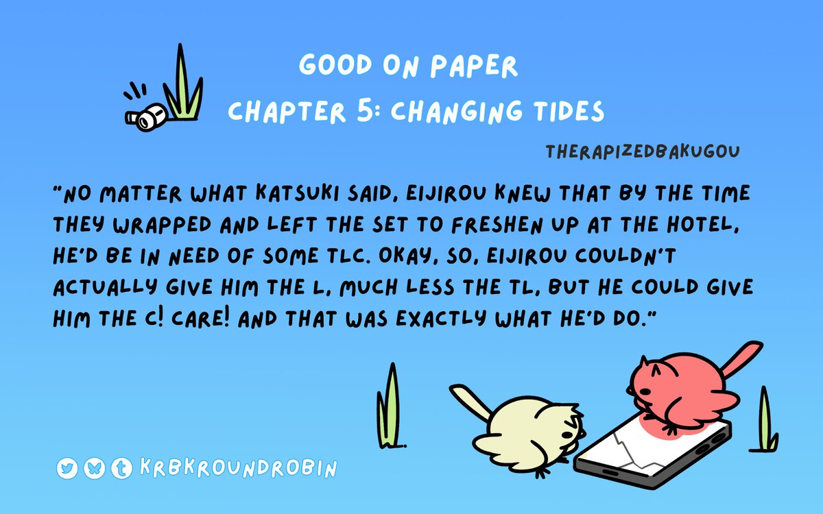 KrBkRoundRobin's tweet photo. Chapter 5 of our #kiribaku round robin fic is here! This week’s update is by therapizedbakugou, thank you 🪶

Today we’re serving big revelations with three (3) extra servings of meat (but no more) 🍖 https://t.co/s4oG3yCthg