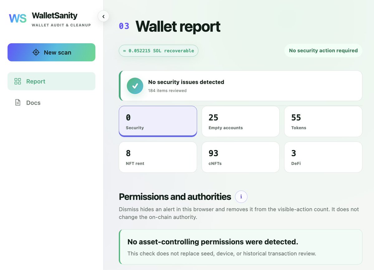 WalletSanity's tweet photo. You aped 40 memecoins, round-tripped half of them and moved on.

Cool.

Now check the wallet.

Some of those dead token accounts might still have SOL sitting in them.

Paste your trading wallet into WalletSanity. No need to connect.

Go see what's hiding in there. https://t.co/R2aPhp7sLy