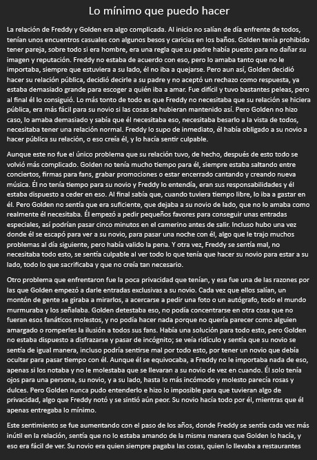 QPilla98972's tweet photo. Historia pedida por:
@angelpisapasto 

Hoy es un milagro, pude actualizar temprano y hacer una historia corta. Espero que la disfruten

La historia también se encuentra en AO3: https://t.co/MncqOmvG3T

#FNAFHS 
#Golddy https://t.co/DK0xvGTmUF