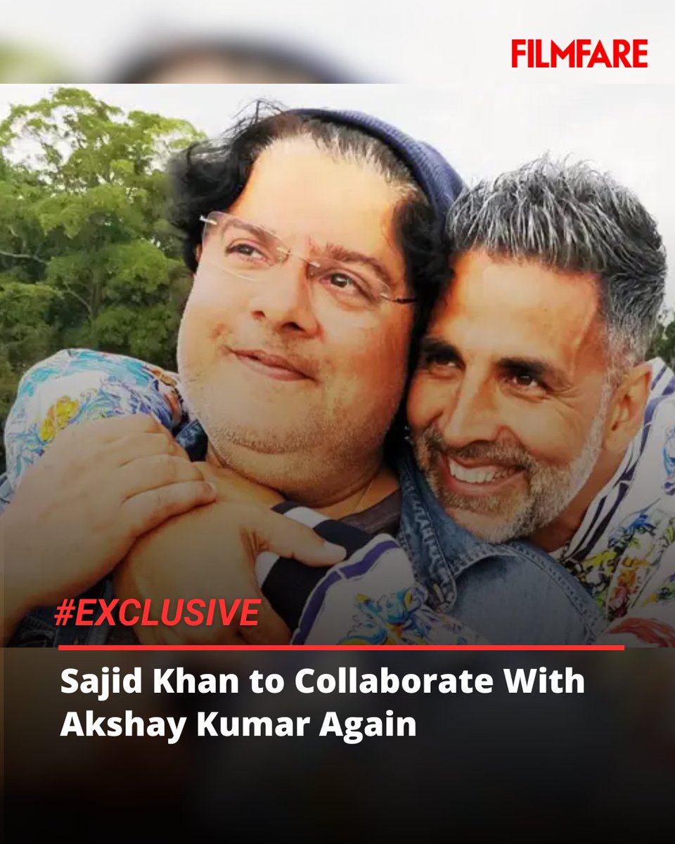 filmfare's tweet photo. #FilmfareExclusive | #SajidKhan and #AkshayKumar are set to reunite for a new film after over a decade.
Filmfare has learnt that Sajid will direct Akshay once again, marking their first collaboration since Housefull 2. The film has been greenlit, with the duo set to shoot in London once Sajid wraps his current project with Yashvardhan Ahuja and Nitanshi Goel.

A source close to the development reveals, "Sajid Khan will direct Akshay Kumar again. Their new film has been green lit by the production house. Sajid is currently working on Yashvardhan Ahuja's film with Nitanshi Goel. Once that's wrapped up, Sajid and Akshay will shoot their film in London."

The reunion comes at a significant point in Sajid's career arc. He and Akshay were once one of the industry's most bankable director-actor pairs, delivering back-to-back successes with Heyy Babyy, Housefull, and Housefull 2.

Read more: https://t.co/OcUjTLWLK1

#Exclusive #Celebs