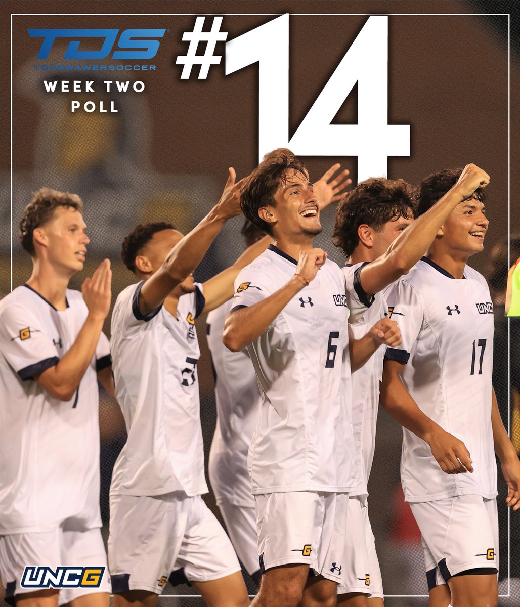 UNCGsoccer's tweet photo. Checking in at No. 14 in the @TopDrawerSoccer Week Two Poll ✔️

#letsgoG https://t.co/lnWHyH0wLf