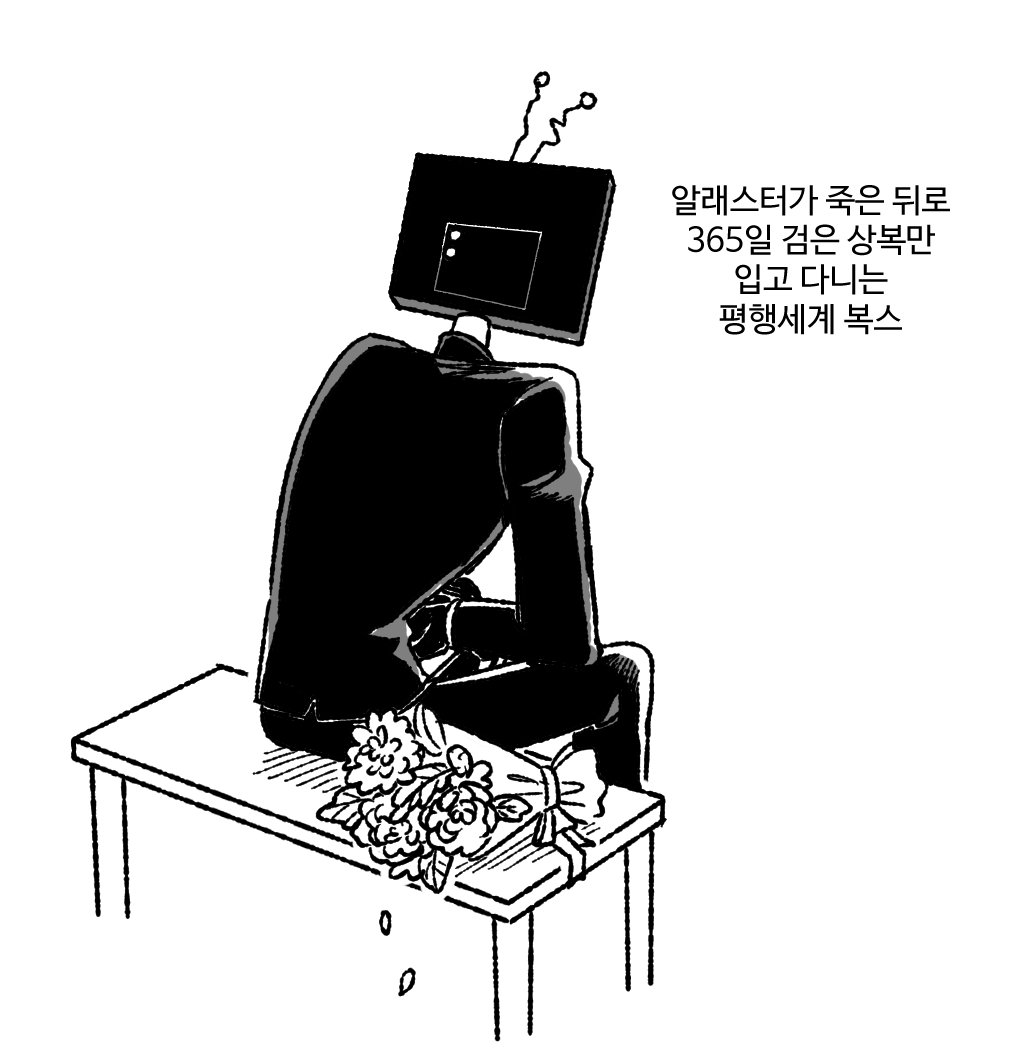 Bam_hazbin's tweet photo. 📺🦌
디코에서 영화보면서 그린 복알 낙서
알래스터가 죽자 다른 세계의 알래스터 납치하려고 건너온 평행세계 복스 

*죽음소재 있습니다 https://t.co/XdEZAzmYOr