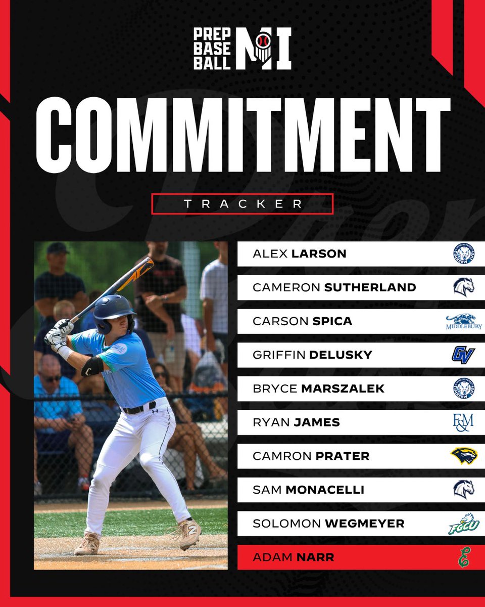 PrepBaseballMI's tweet photo. 𝐌𝐢𝐜𝐡𝐢𝐠𝐚𝐧 𝐂𝐨𝐦𝐦𝐢𝐭𝐦𝐞𝐧𝐭 𝐓𝐫𝐚𝐜𝐤𝐞𝐫

Congrats to the following players on finding their collegiate destination 🔒

See where these 🔟 2027 grads are headed ⬇️ https://t.co/xj1Kj88Dz7