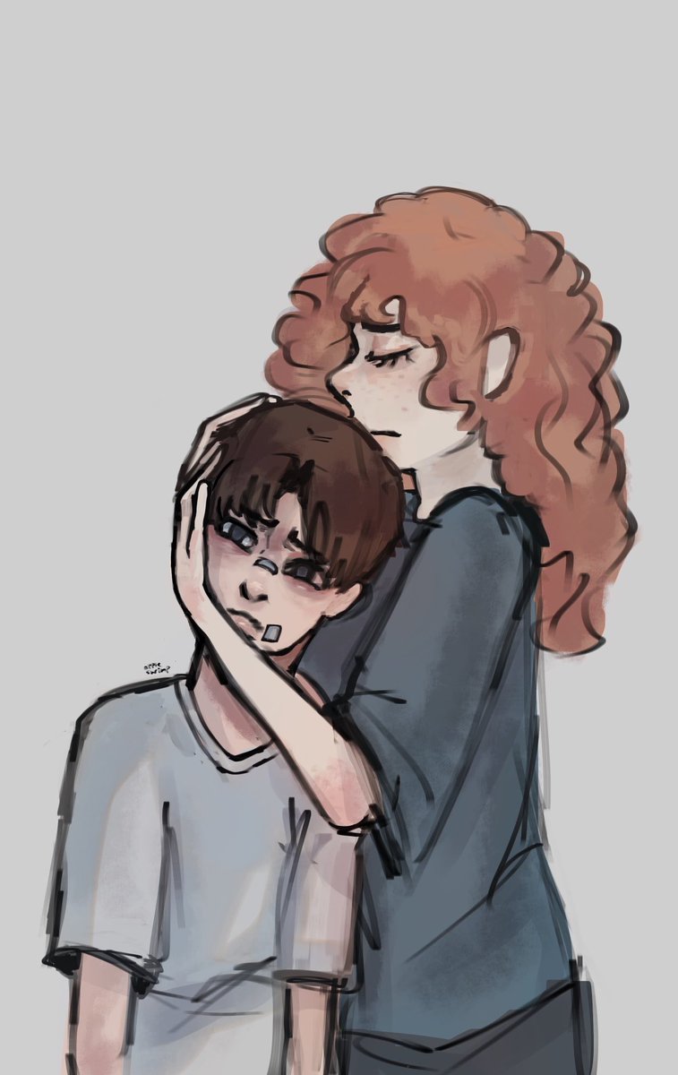 Shrimiop's tweet photo. just a mother comforting her son #michaelafton #mrsafton #fnaf #afton https://t.co/d15gC2SdaA
